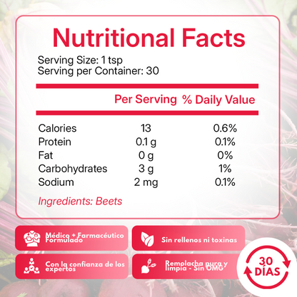 Heartfuel™ Natural Beet Root Powder + Cuchara GRATIS